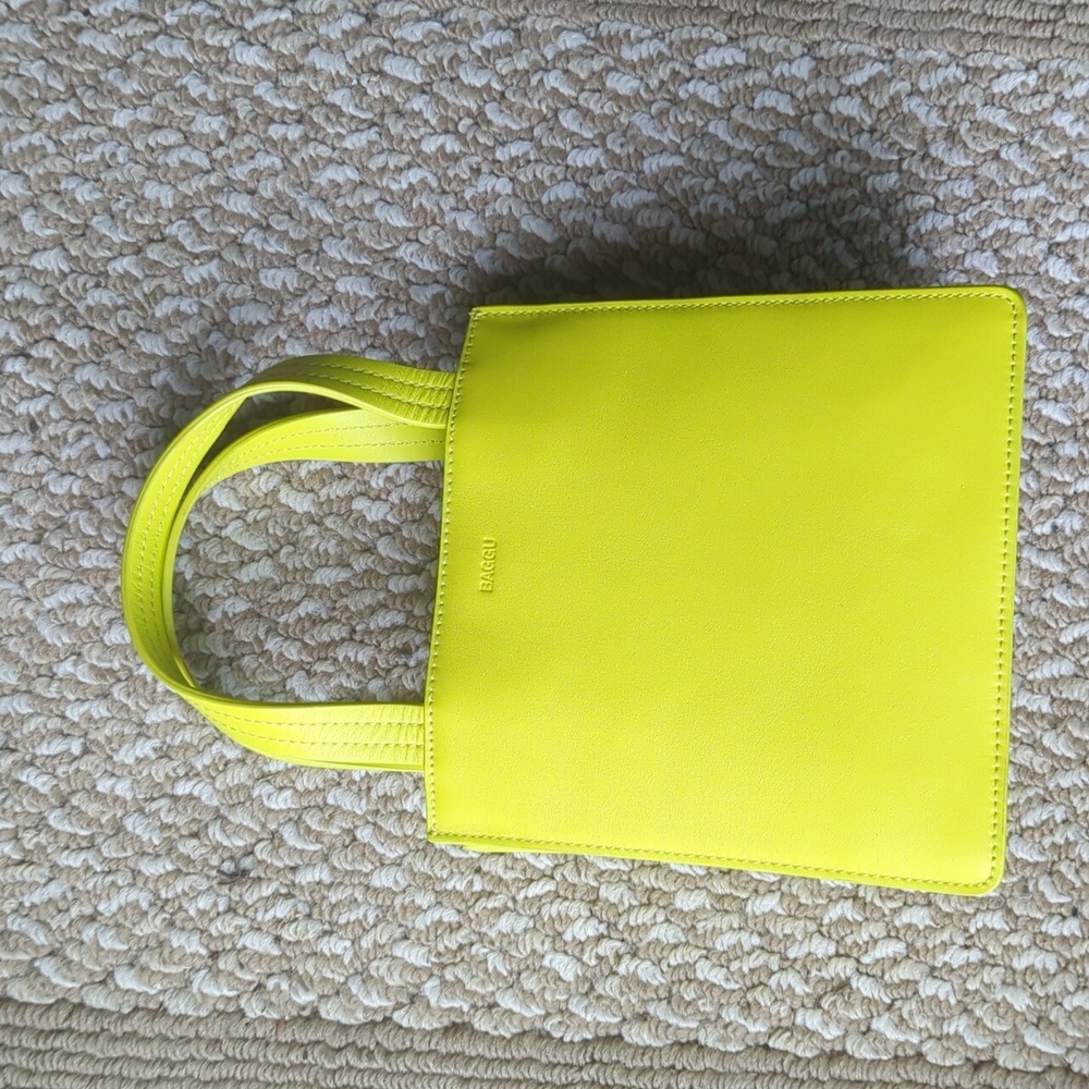 Baggu mini retail tote - Lime Green leather